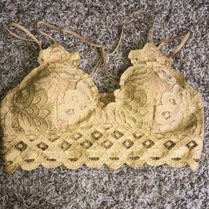 Mustard Lace Bralette / Butterfly Bralette